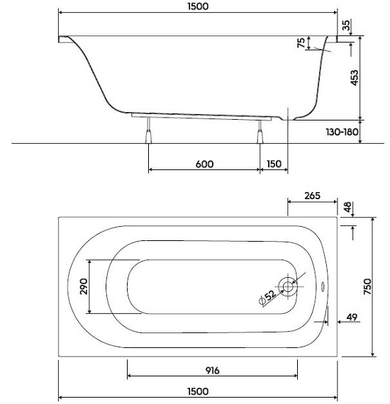 Вана от акрил Spark 150x75см