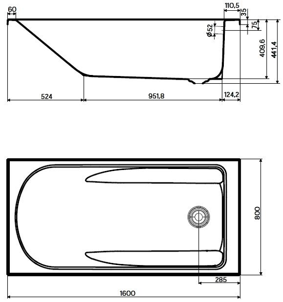 Акрилна вана Comfort Plus 160x80см